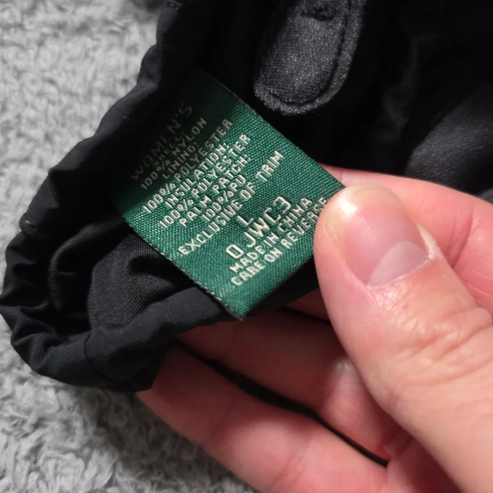 L.L. Bean Womens Large 3-in-1 Mittens Black Insulated Nylon Fleece Liners OJWC3